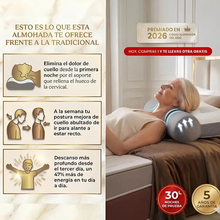 1+1 GRATIS | CONFORTSLEEP™ - La única almohada viscoelástica del mercado con soporte para la curvatura del cuello.
